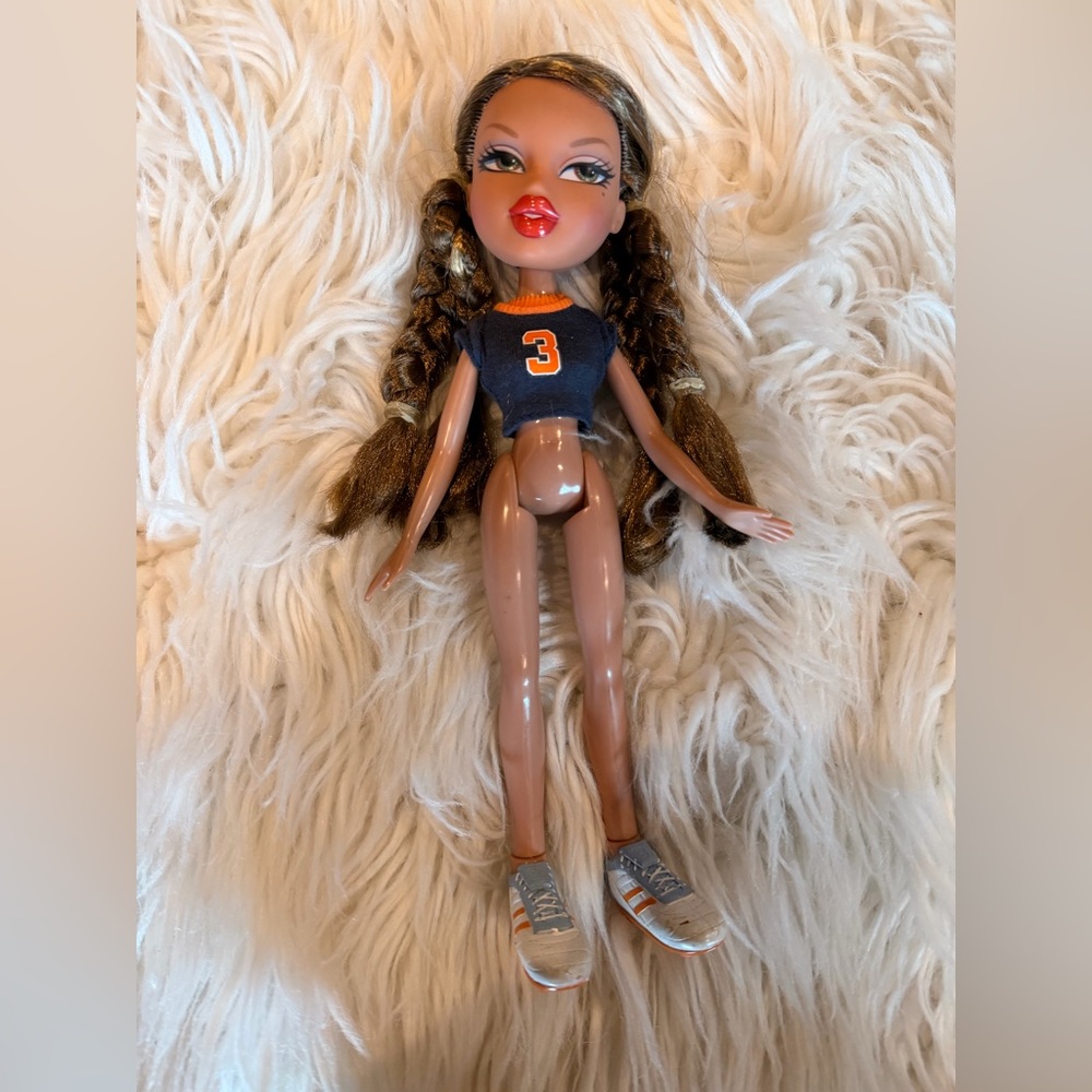 Original Bratz Soccer Yasmin Fashion Doll with Braided Hair and Orange Accents